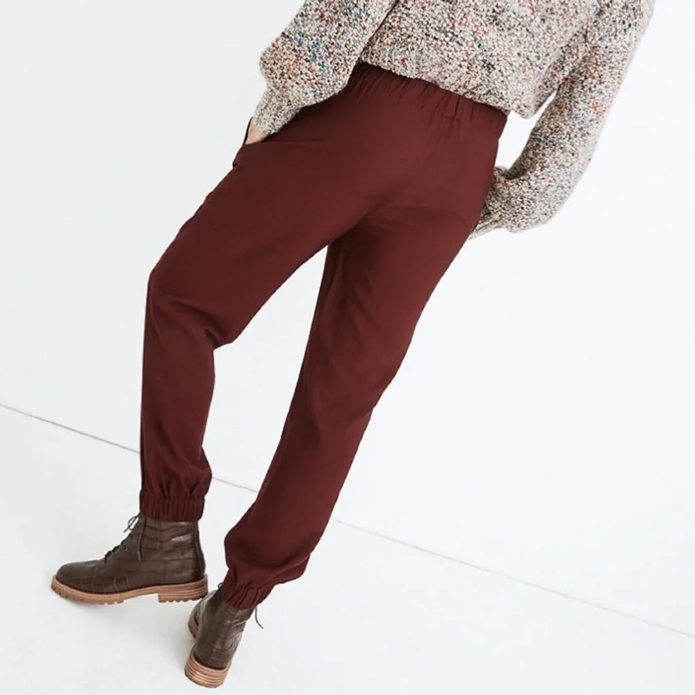 Madewell drapey seamed track trousers Cabernet